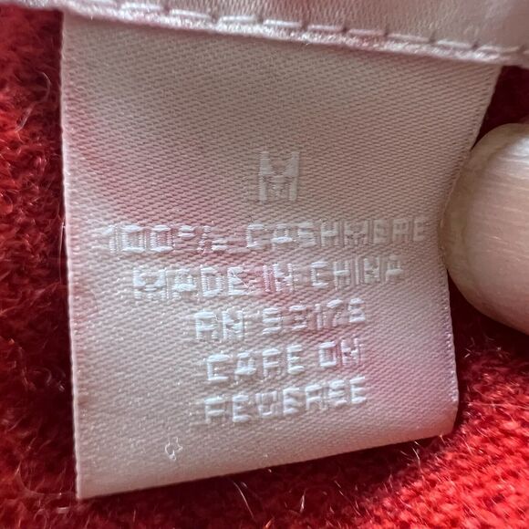 The Cashmere Project Sweater Women Sz Medium Red Orange V-Neck Long Sleeve *FLAW - Picture 7 of 8